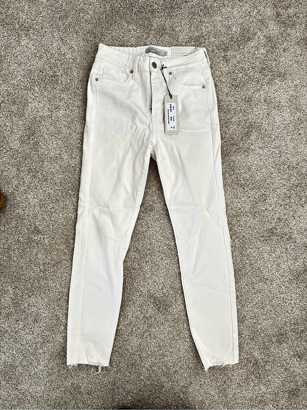 JUST USA High Rise Skinny Jeans White Waist 4 NWT